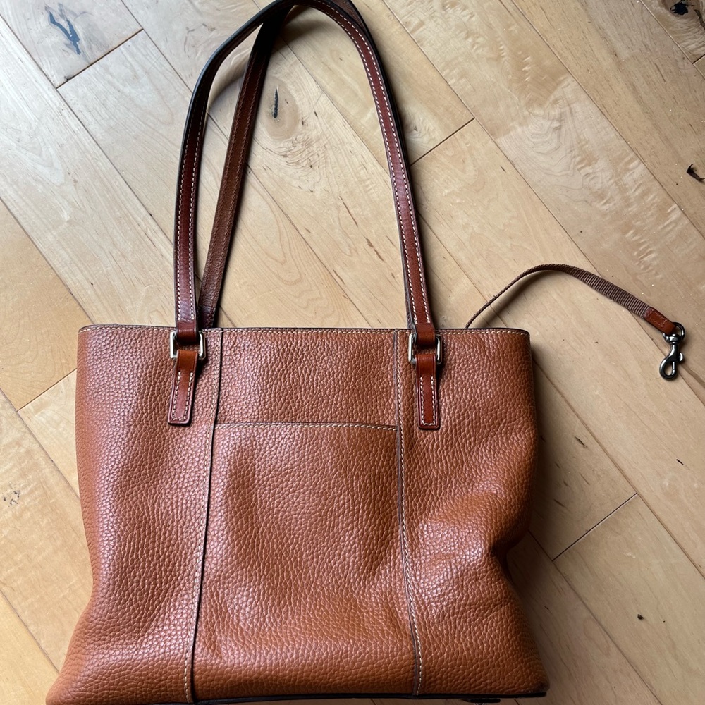 Dooney & Bourke Pebble Grain Leather Small Lexington Shopper Tote Purse Caramel